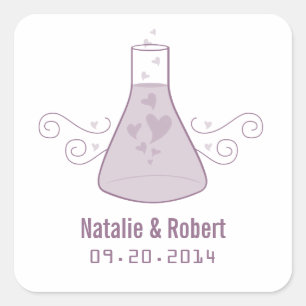 Purple Sweet Chemistry Wedding Stickers