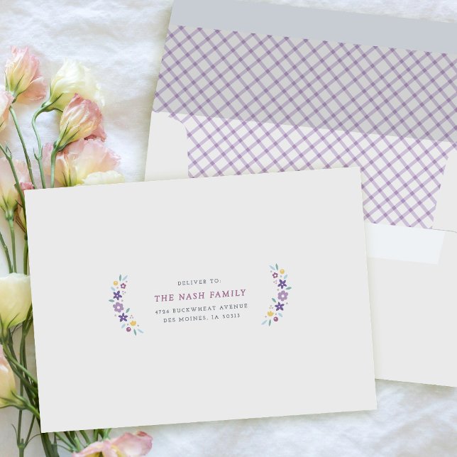 Purple Sweet Floral Birth Announcement Envelope (Creator Uploaded)