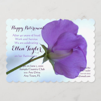 Purple Sweet Pea Retirement Party Invitation