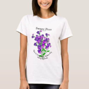 Purple Sweet Peas Bunch by Artist with Text T-Shirt