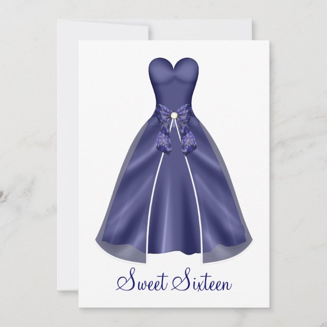 Purple Sweet Sixteen Party Gown Invitations (Front)
