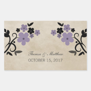 Purple Sweet Vintage Floral Wedding Stickers