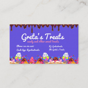 Purple Sweets and Treats Candy Business Card