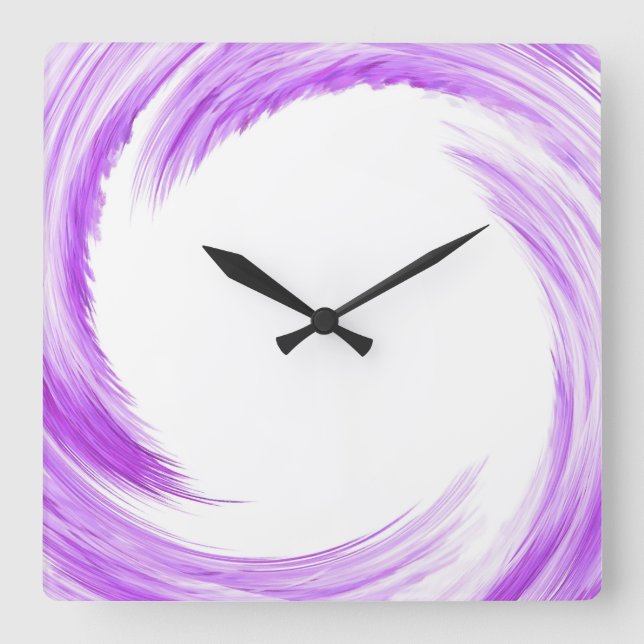 Purple Swirl Abstract Art Square Wall Clock (Front)