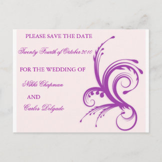 Purple Swirl Announcement Postcard