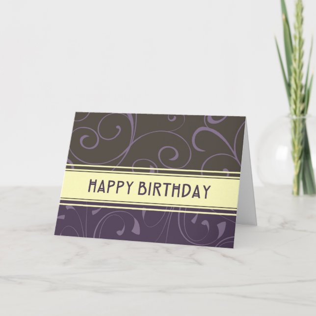Purple Swirl Business From Group Birthday Card (Front)