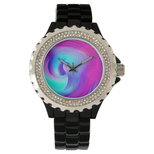 Purple Swirl Design Art Watch for Woman (Front)