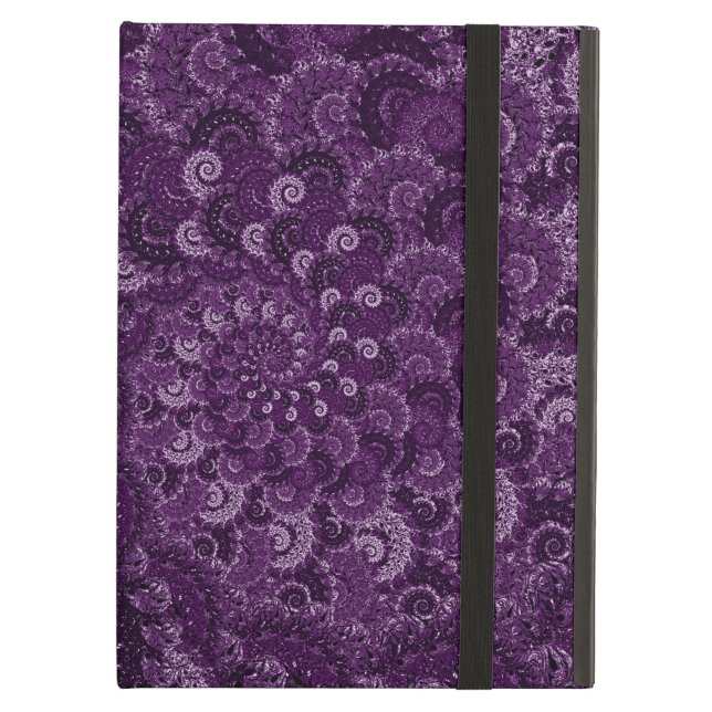 Purple Swirl Fractal Art Pattern iPad Air Cover (Front Closed)
