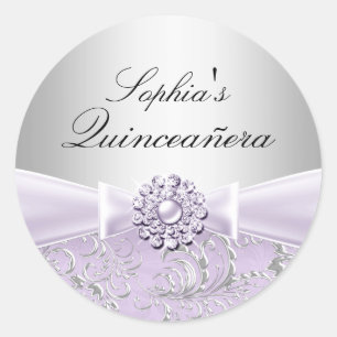 Purple Swirl & Jewel Bow Quinceanera Sticker