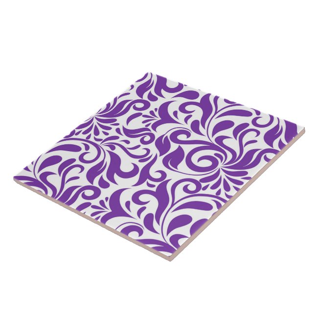purple swirl leaf tiled pattern tile (Side)