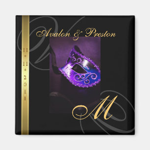 Purple Swirl Masquerade Mask Save The Date Magnet