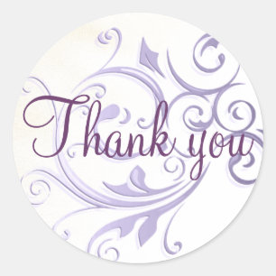 Purple Swirl Thank You Sticker/Seal Classic Round Sticker