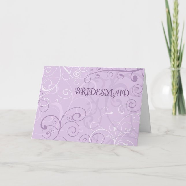 Purple Swirls Bridesmaid Invitation Card (Front)