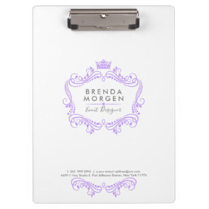 Purple Swirls & Crown Frame Clipboard