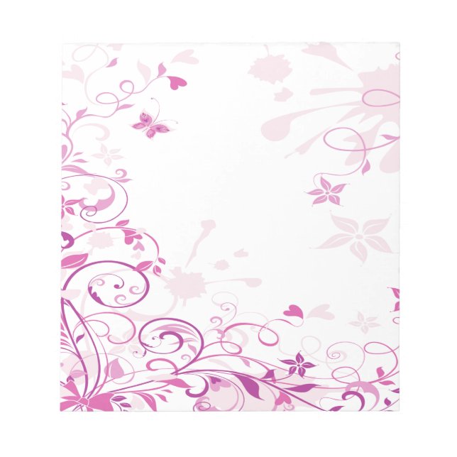 Purple Swirls Flowers Notepad (Front)