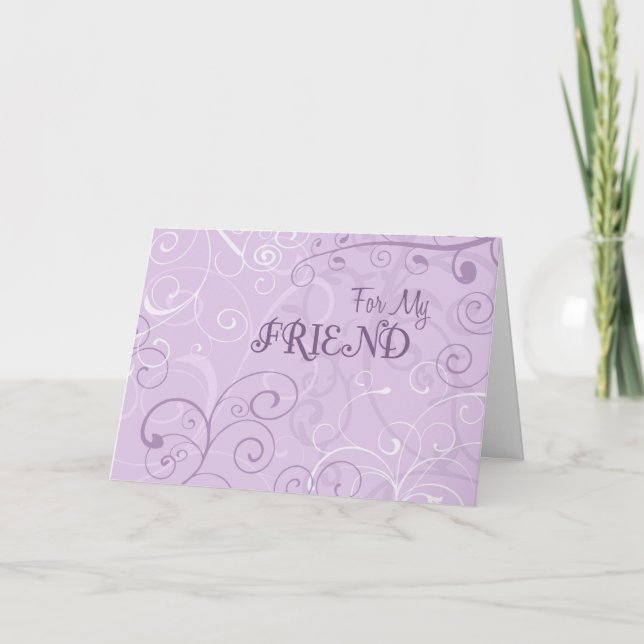 Purple Swirls Friend Bridesmaid Invitation Card (Front)
