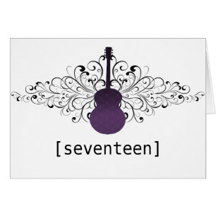 Purple Swirls Guitar Table Number Card