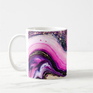 Purple swirls marble with glitter gold coffee mug