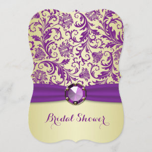 Purple swirls on gold Bridal Shower Invitation