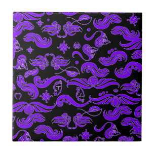 Purple Swirls Pattern Tile