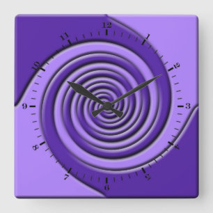 Purple Swirls Square Wall Clock