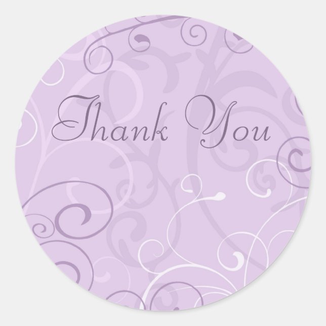 Purple Swirls Thank You Envelope Seals (Front)