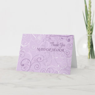 Purple Swirls Thank You Maid of Honour Card