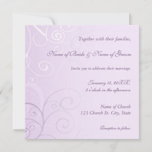 Purple Swirls Wedding Invitation Cards