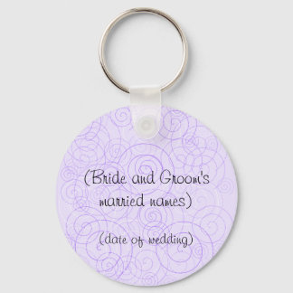 Purple Swirls Wedding Keyring