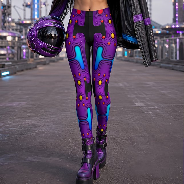 Purple Synth 80s Android Robot Cyber Robot Leggings (Creator Uploaded)