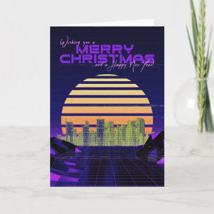 Purple Synthwave Christmas Card