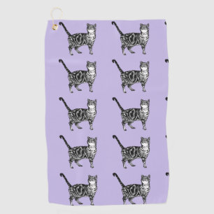 Purple Tabby Cat Cute Cats Art Car Mats Golf Towel