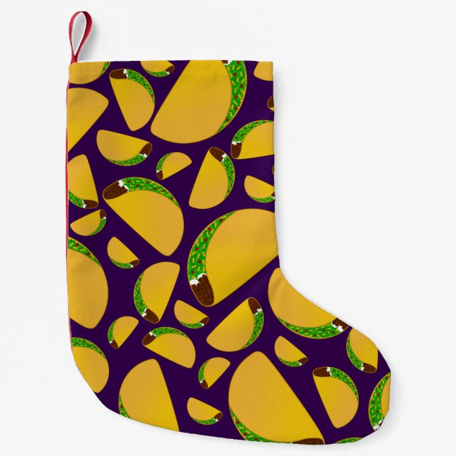 Purple tacos small christmas stocking (Front)