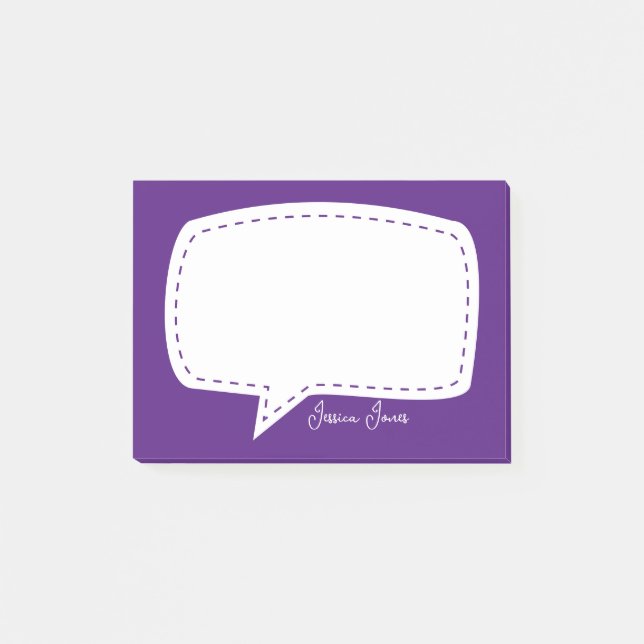 purple Talk Bubble Personalised Name speech bubble Post-it Notes (Front)
