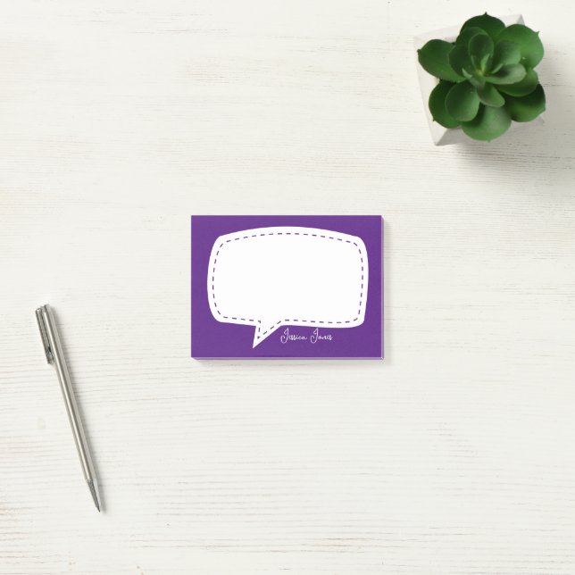 purple Talk Bubble Personalised Name speech bubble Post-it Notes (Office)