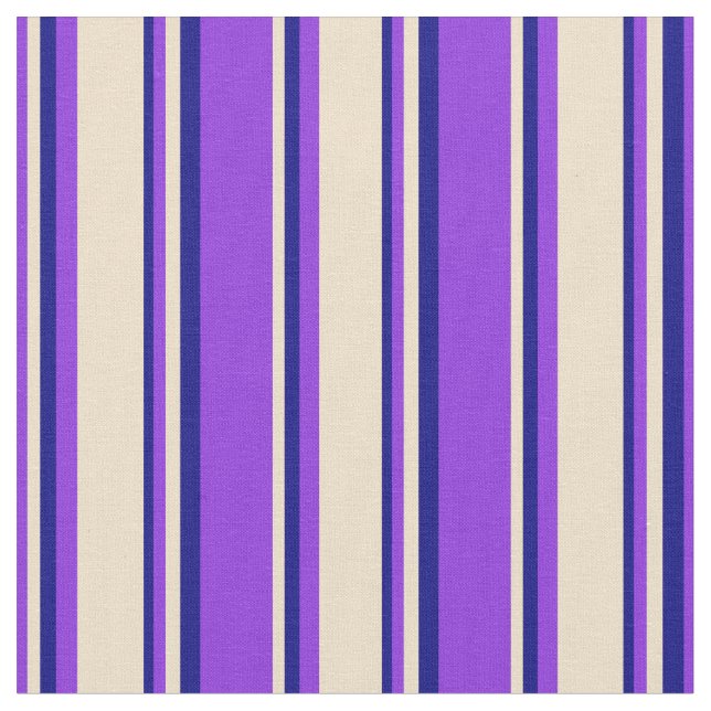 Purple, Tan, and Blue Coloured Lines Fabric (Close Up)