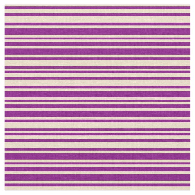Purple & Tan Coloured Pattern of Stripes Fabric (Close Up)