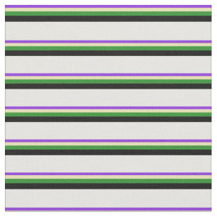 Purple, Tan, Forest Green, Black & White Pattern Fabric
