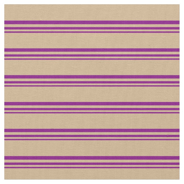 Purple & Tan Pattern of Stripes Fabric (Close Up)