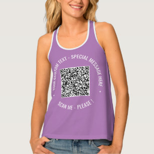 Purple Tank Top with Custom QR Code Text and Colou