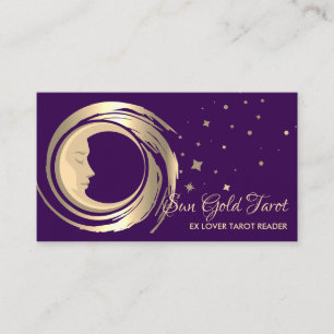 purple Tarot Reader Stars Moon Sun Celestial Business Card