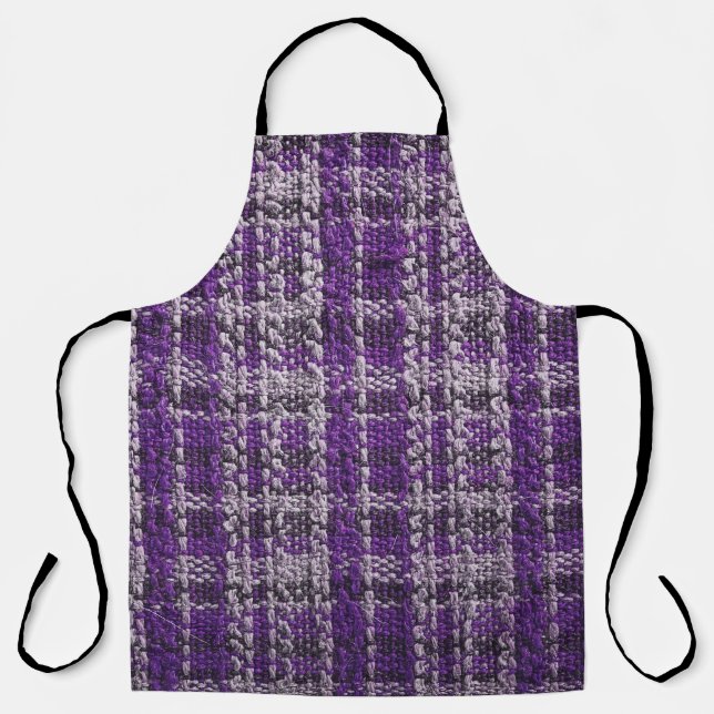 Purple tartan fabric: textured background. apron (Front)