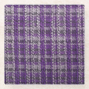 Purple tartan fabric: textured background. glass coaster