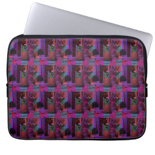 Purple Tartan Kittens, Laptop Sleeve
