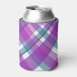 Purple Tartan Pattern Can Cooler