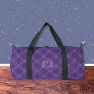 Purple Tartan Pattern Monogram Duffle Bag