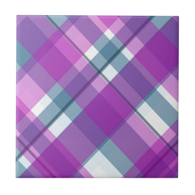 Purple Tartan Pattern Tile (Front)