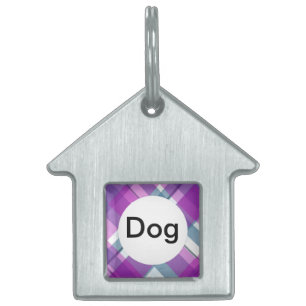 Purple Tartan Pet ID Tag