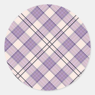 Purple Tartan Plaid Classic Round Sticker