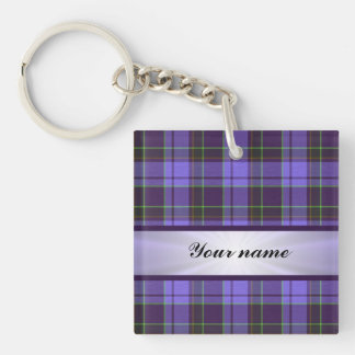 Purple Tartan With Ribbon Key Ring